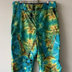 Burton AK Stagger Green Tie-Dye Gore-Tex Snowboard Pants, Size L